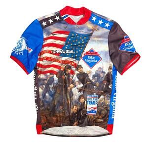 Pearl Izumi Civil War Trail 1/2 Zip USA Cycling Jersey XL American Flag Red Blue